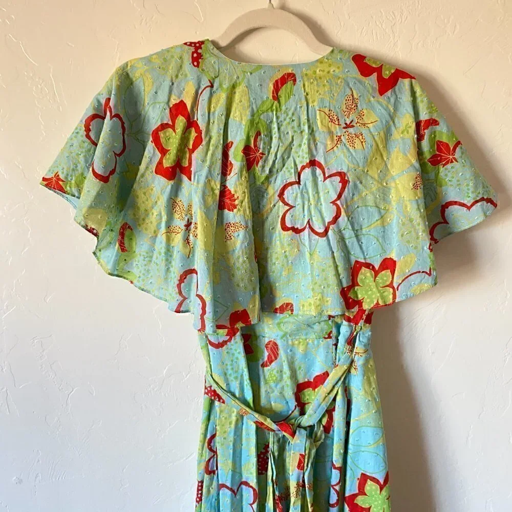 ModCloth Lift Your Wings Wrap Dress Sea Blue Floral - Picture 7 of 12